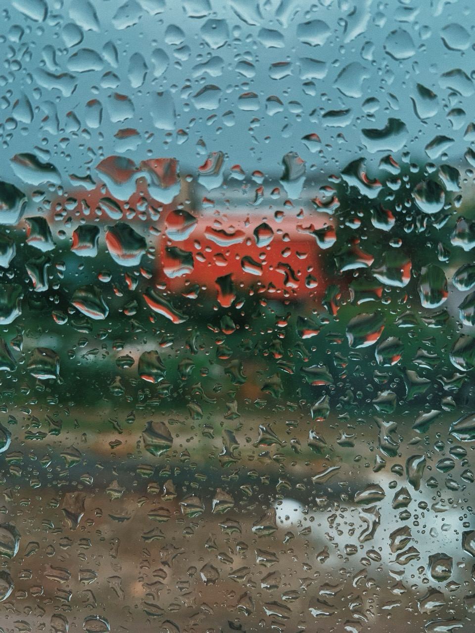 Water droplets on window glass
